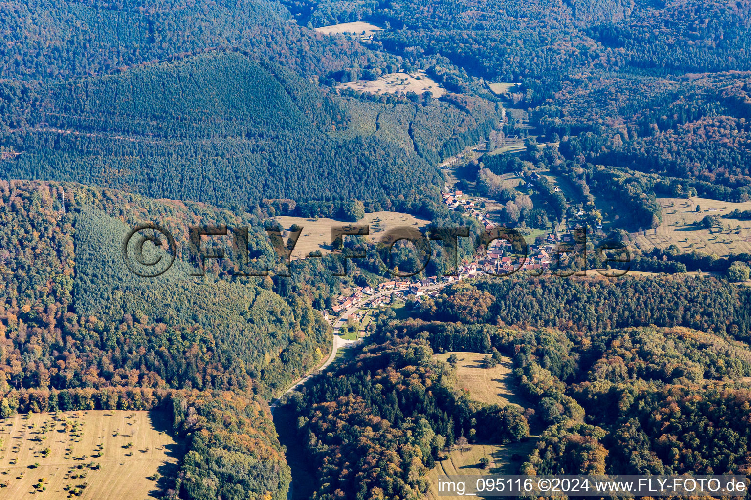 Niedersteinbach in the state Bas-Rhin, France seen from a drone