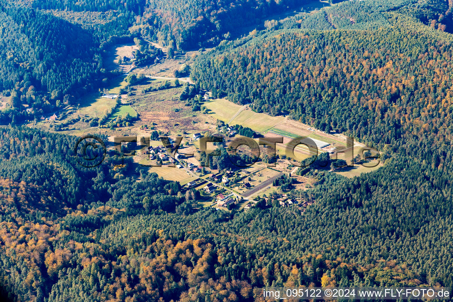 Aerial view of Sturzelbronn in the state Moselle, France