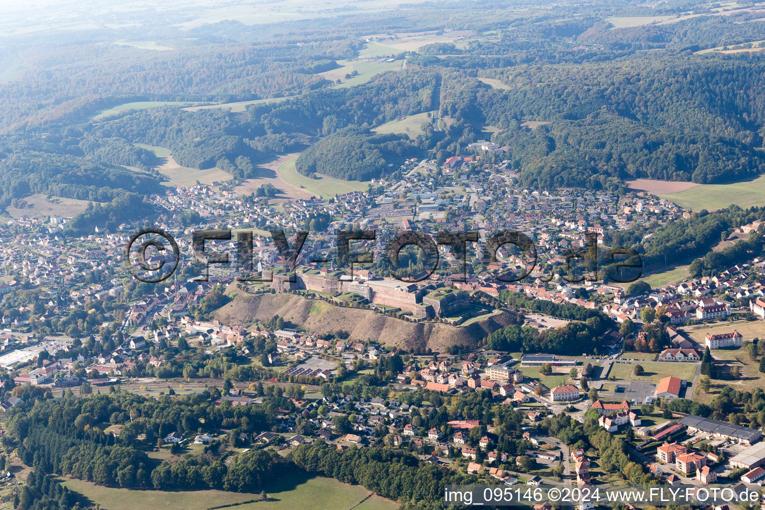 Bitche in the state Moselle, France from the drone perspective