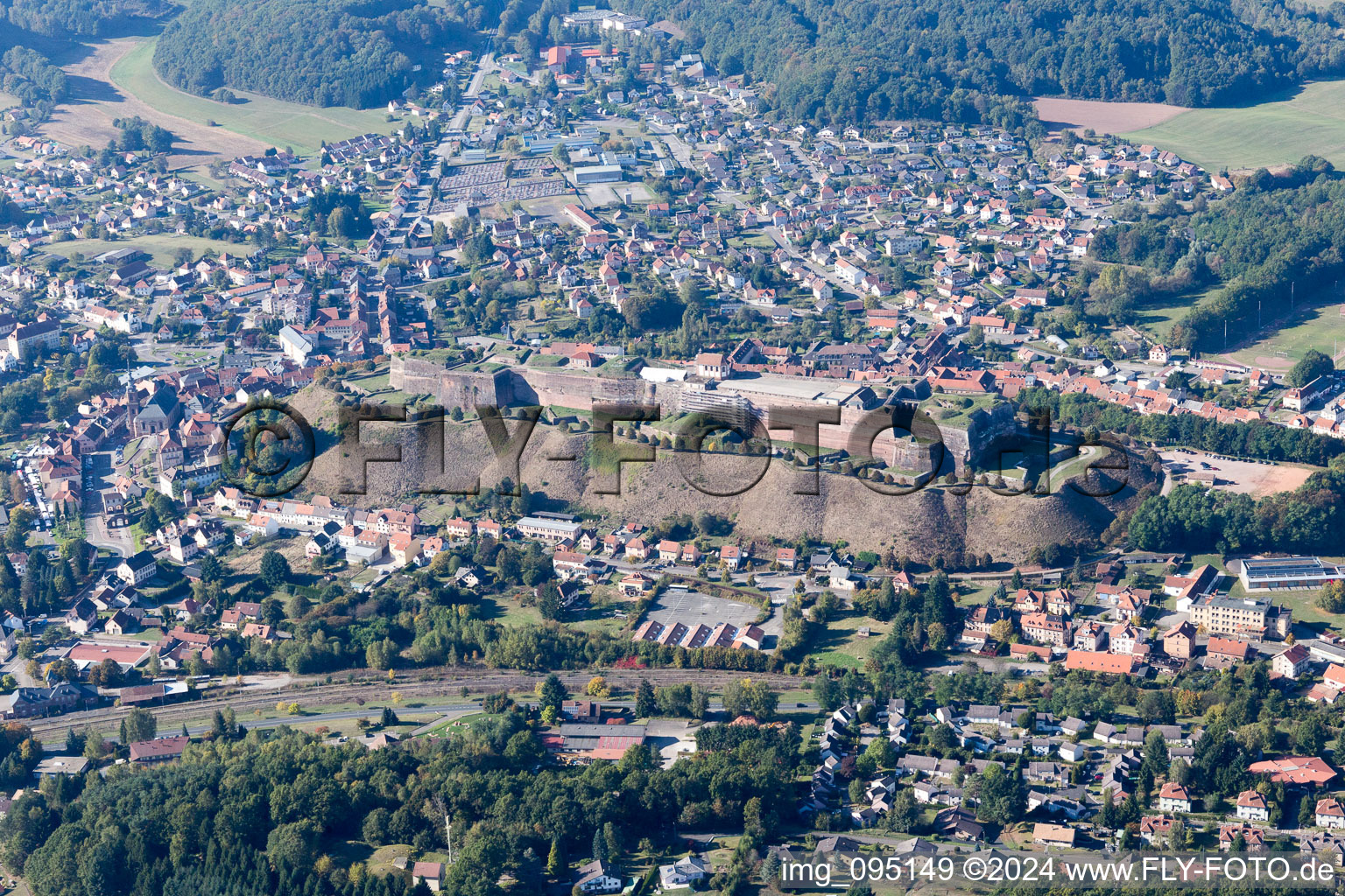 Aerial view of Bitche in the state Moselle, France