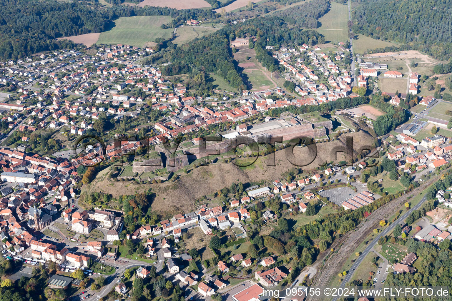 Bird's eye view of Bitche in the state Moselle, France