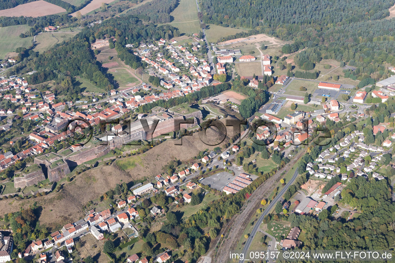 Bitche in the state Moselle, France viewn from the air