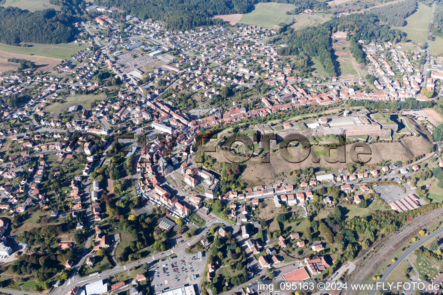 Aerial view of Bitche in the state Moselle, France