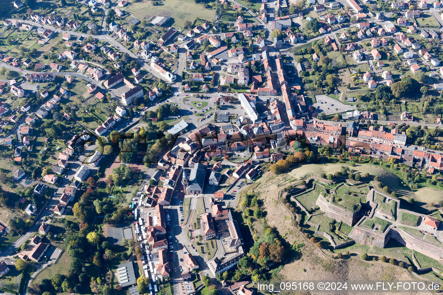 Bitche in the state Moselle, France seen from above