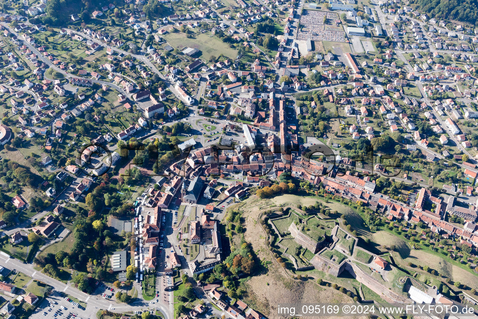 Bitche in the state Moselle, France from the plane