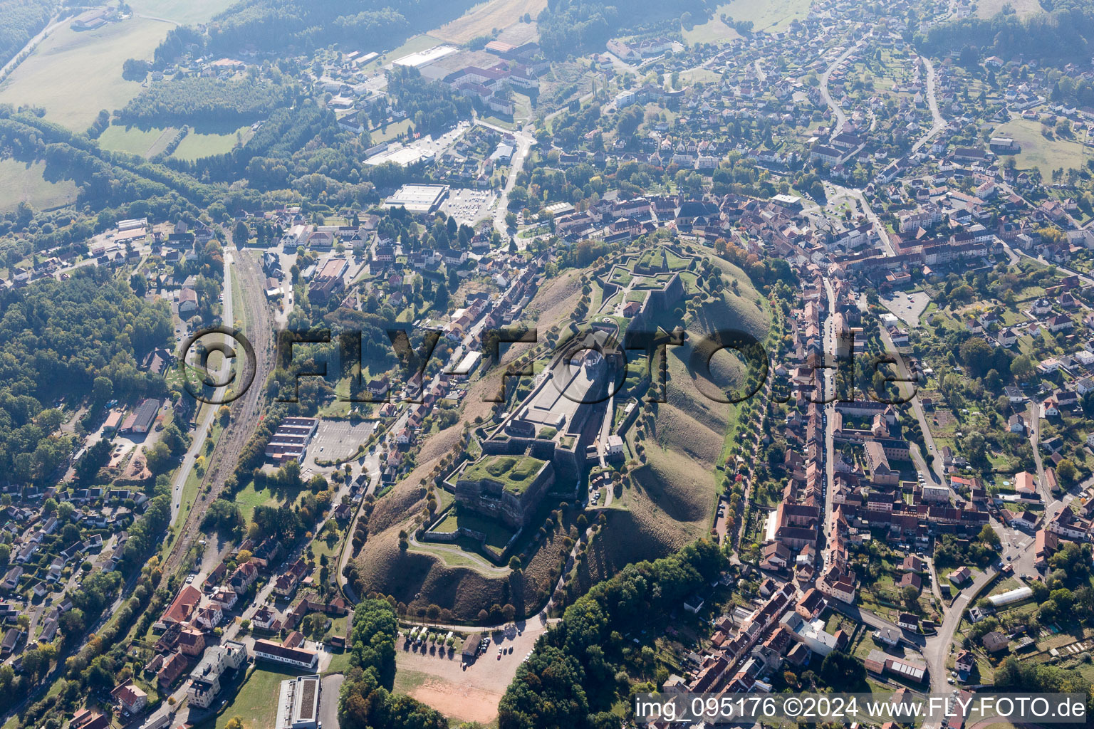 Bitche in the state Moselle, France seen from a drone