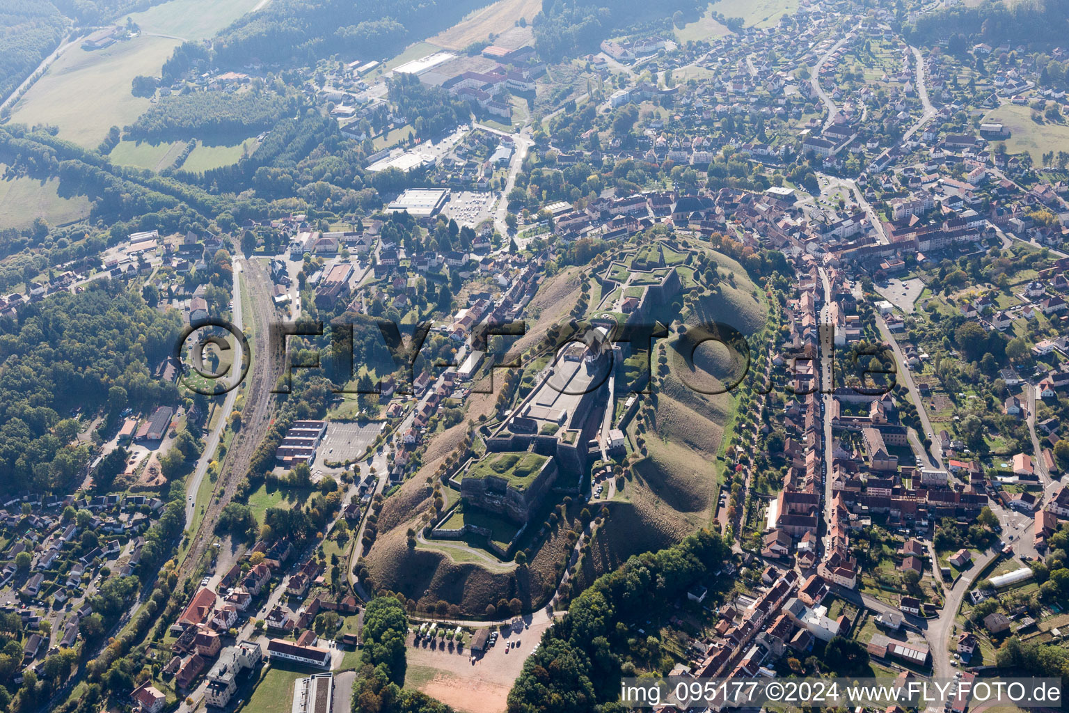 Aerial view of Bitche in the state Moselle, France