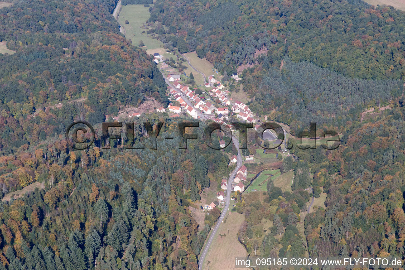 Aerial view of Schorbach in the state Moselle, France