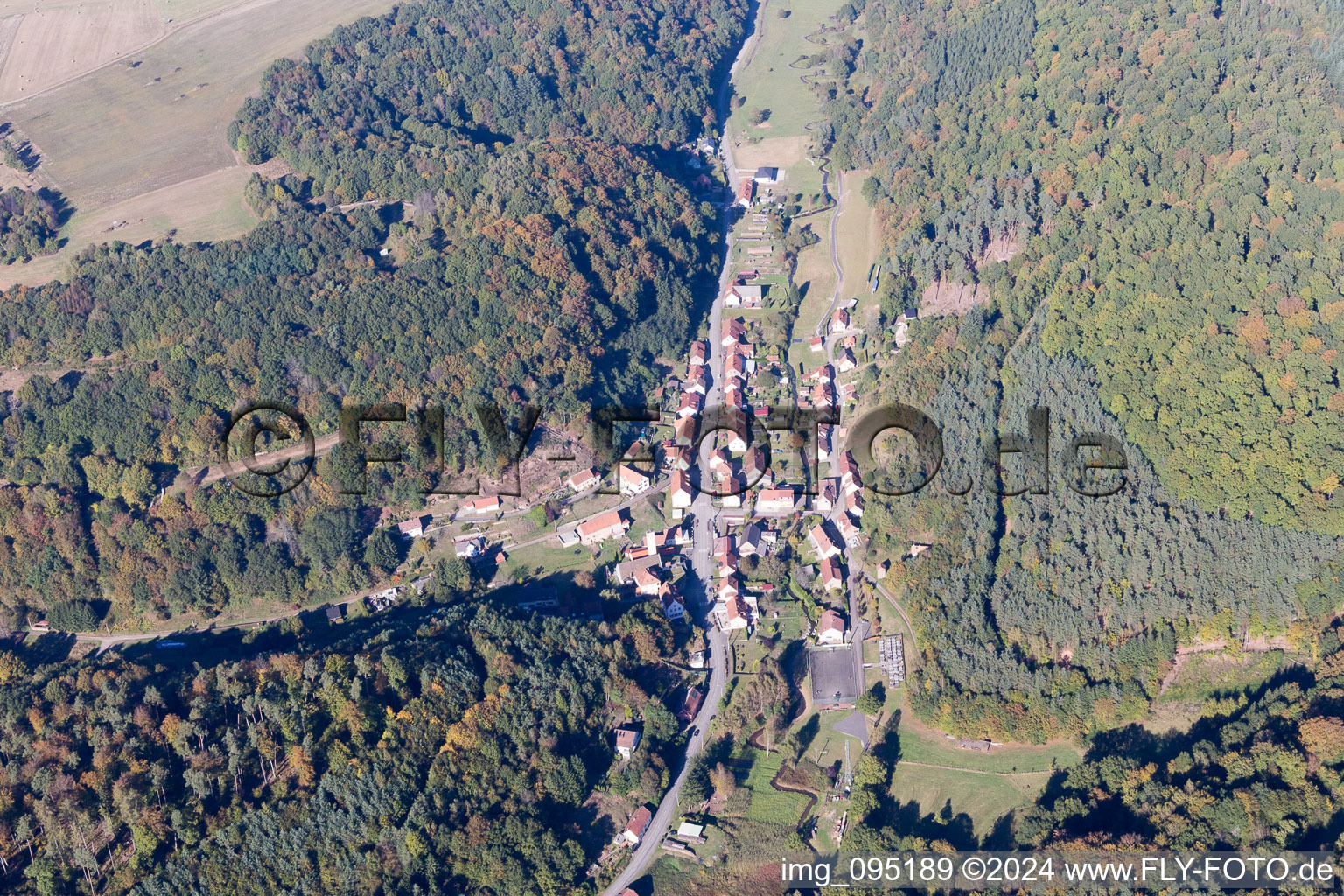 Aerial view of Hanviller in the state Moselle, France