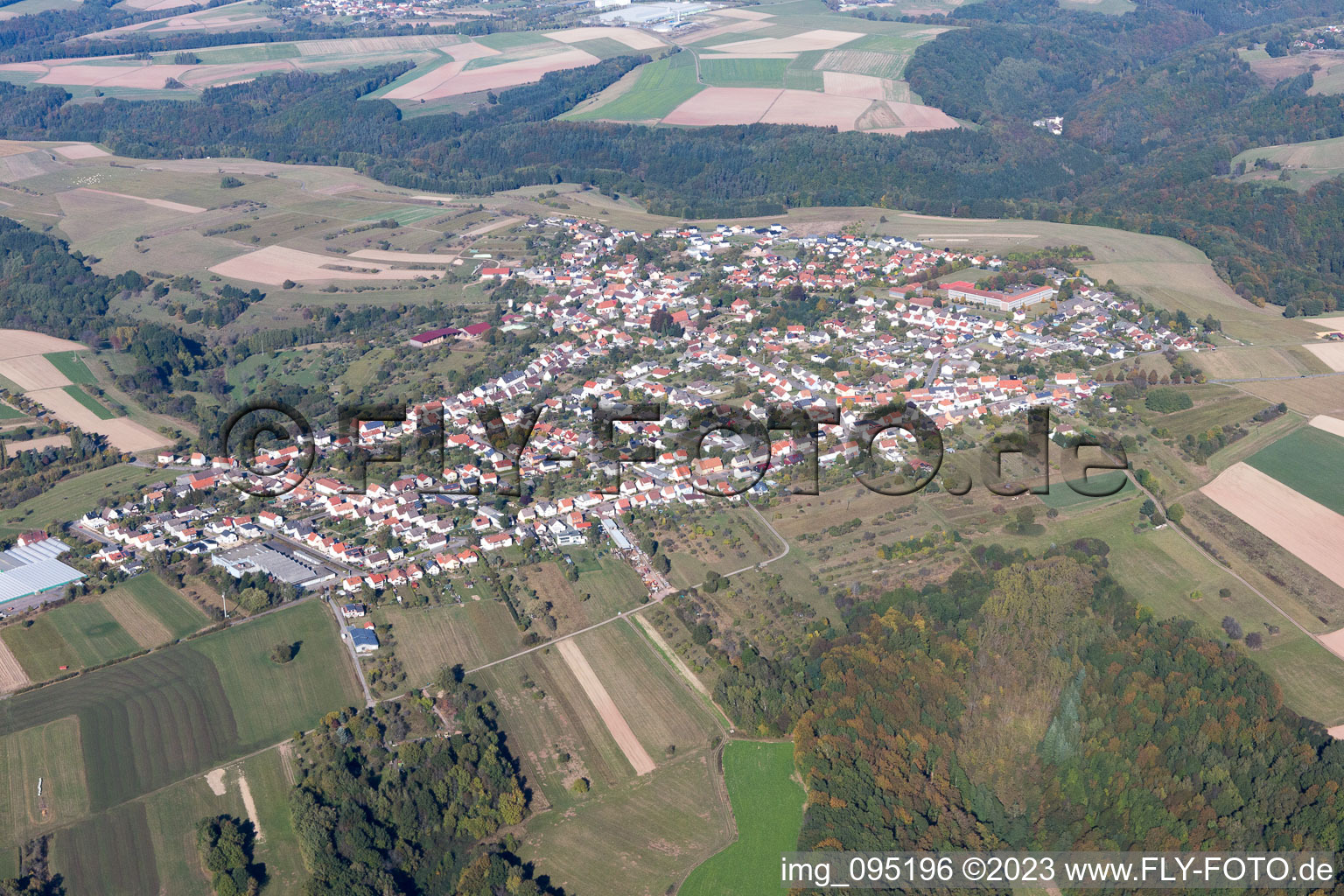 Aerial view of Vinningen in the state Rhineland-Palatinate, Germany