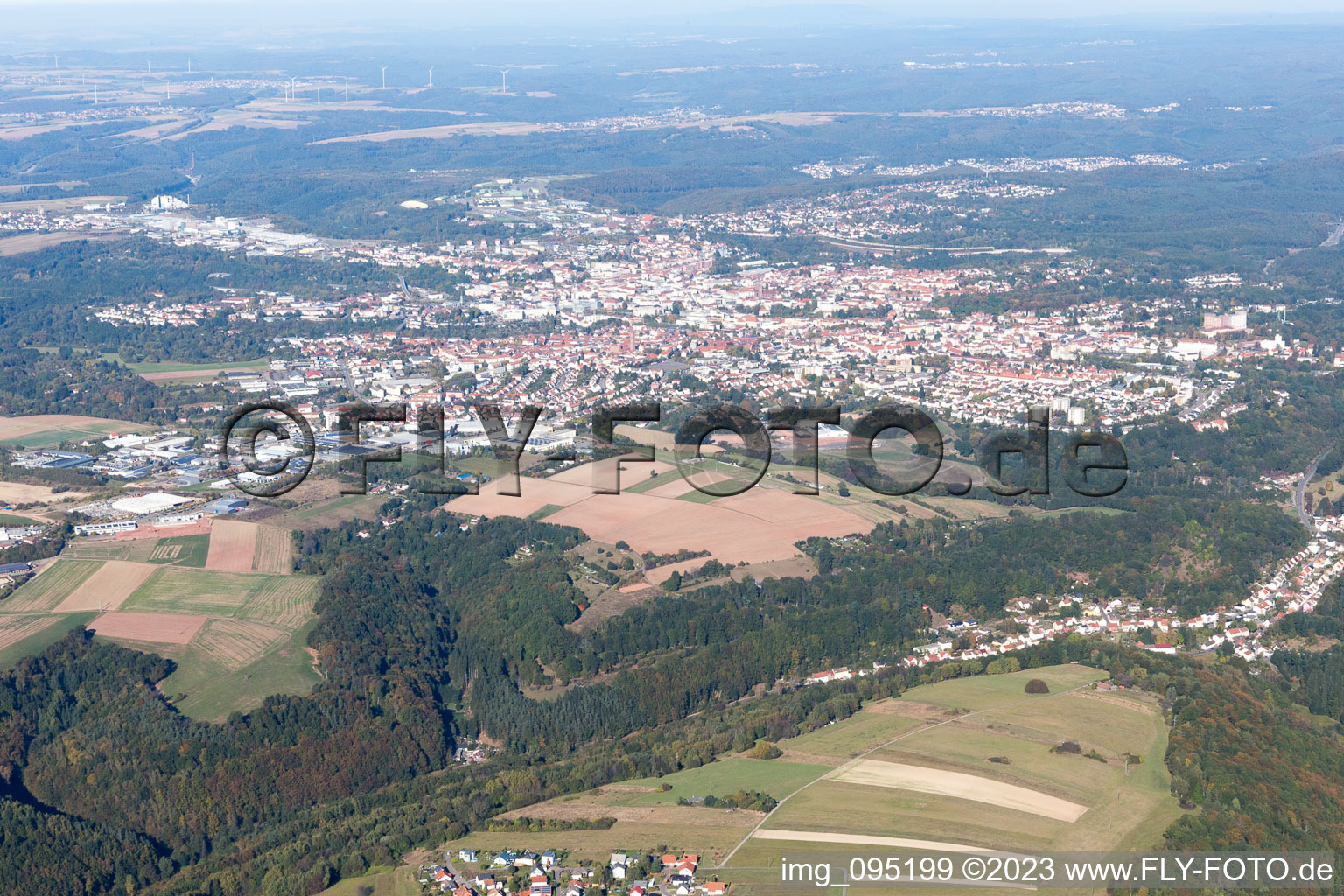 Aerial view of Obersimten in the state Rhineland-Palatinate, Germany