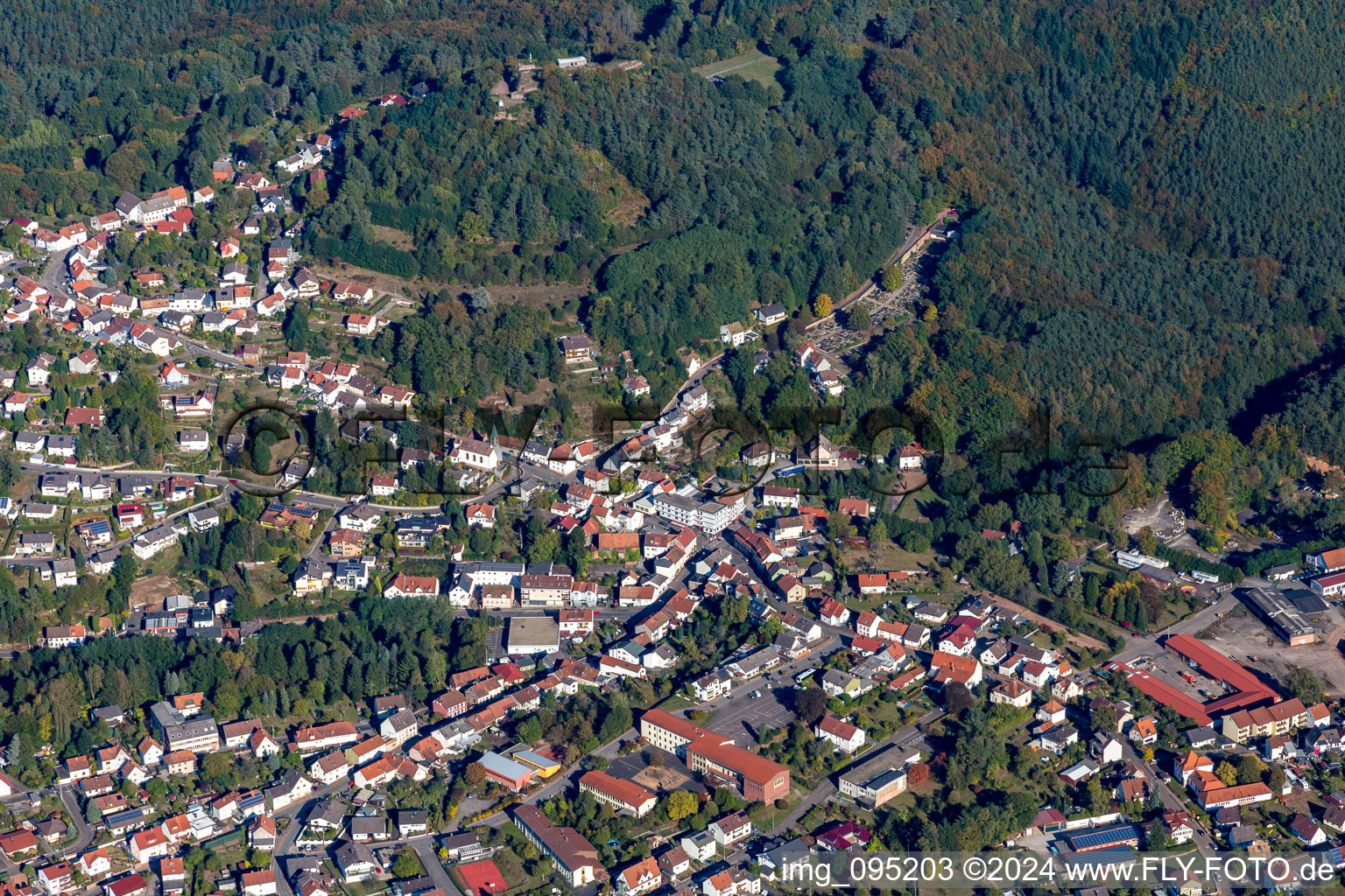 Aerial photograpy of Erlenbrunn in the state Rhineland-Palatinate, Germany