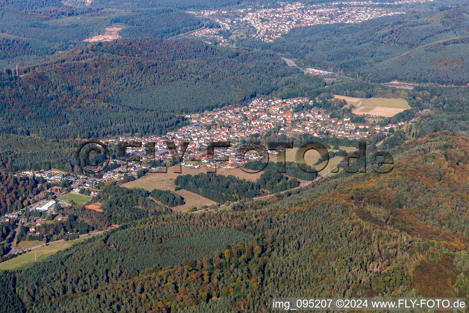 Town View of the streets and houses of the residential areas in Ruppertsweiler in the state Rhineland-Palatinate, Germany