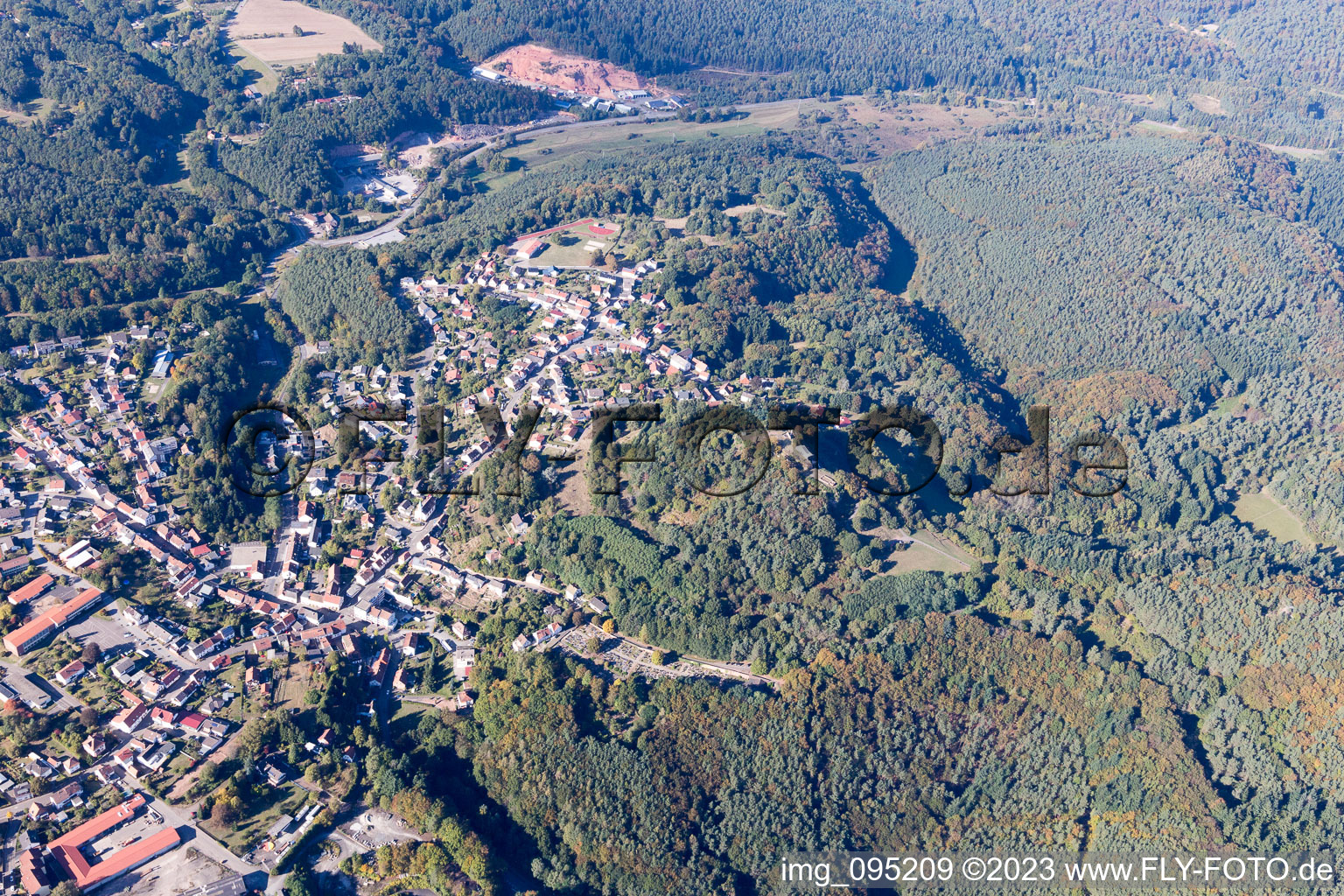 Aerial photograpy of Lemberg in the state Rhineland-Palatinate, Germany