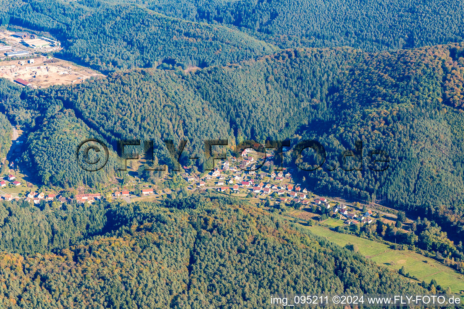 Aerial view of District Salzwoog in Lemberg in the state Rhineland-Palatinate, Germany