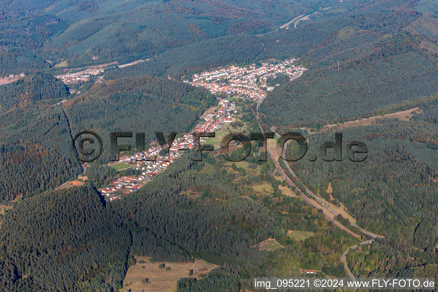 Hinterweidenthal in the state Rhineland-Palatinate, Germany from the drone perspective