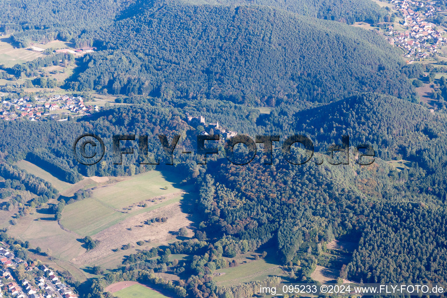 Dahn in the state Rhineland-Palatinate, Germany from the plane