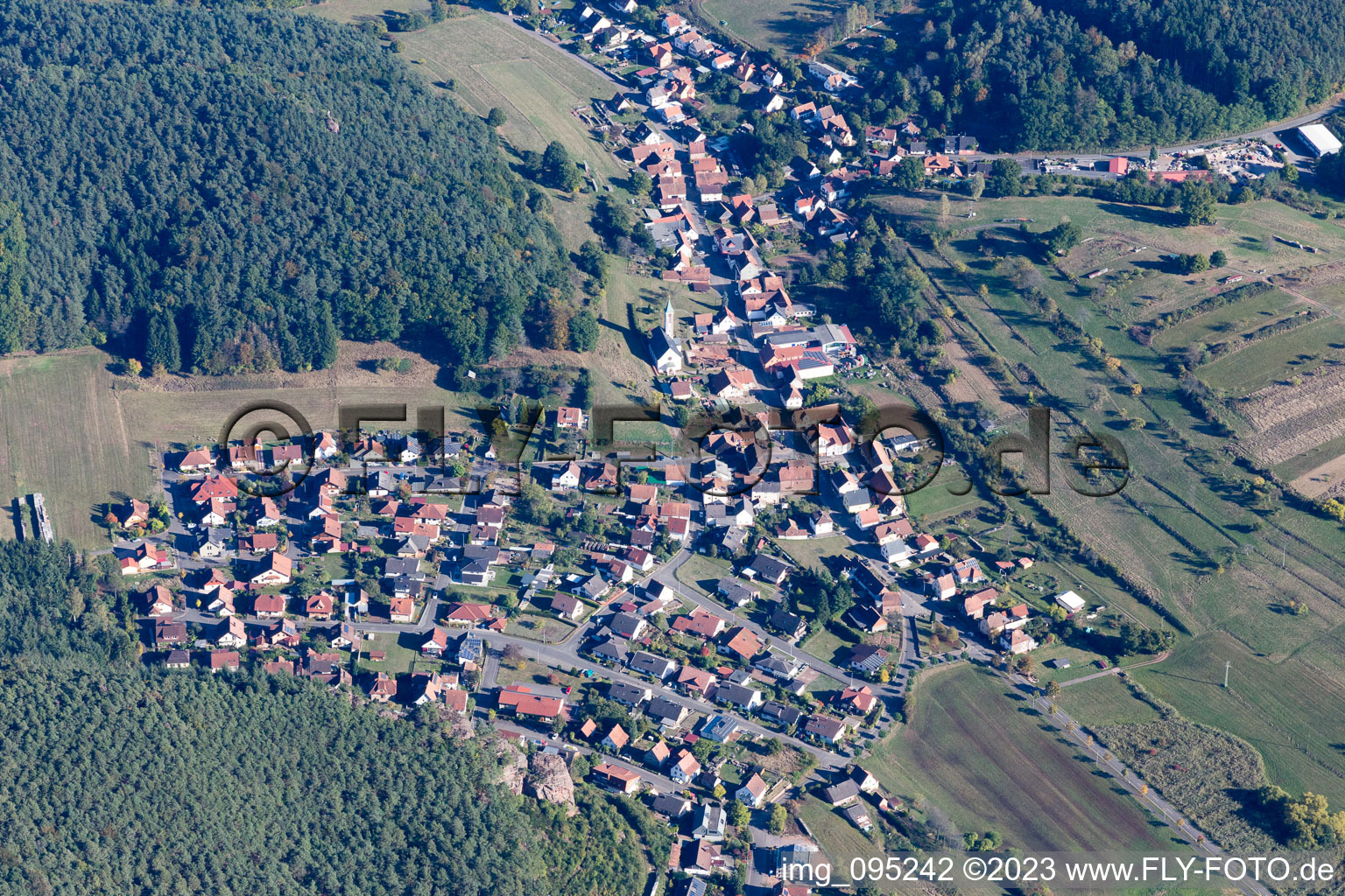 Dahn in the state Rhineland-Palatinate, Germany seen from a drone