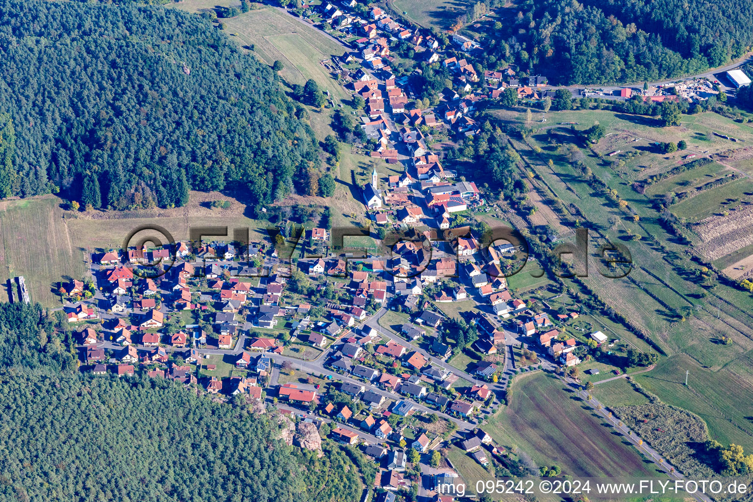 Dahn in the state Rhineland-Palatinate, Germany seen from a drone