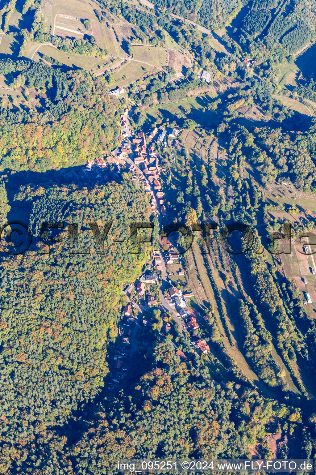 Oberschlettenbach in the state Rhineland-Palatinate, Germany from the plane