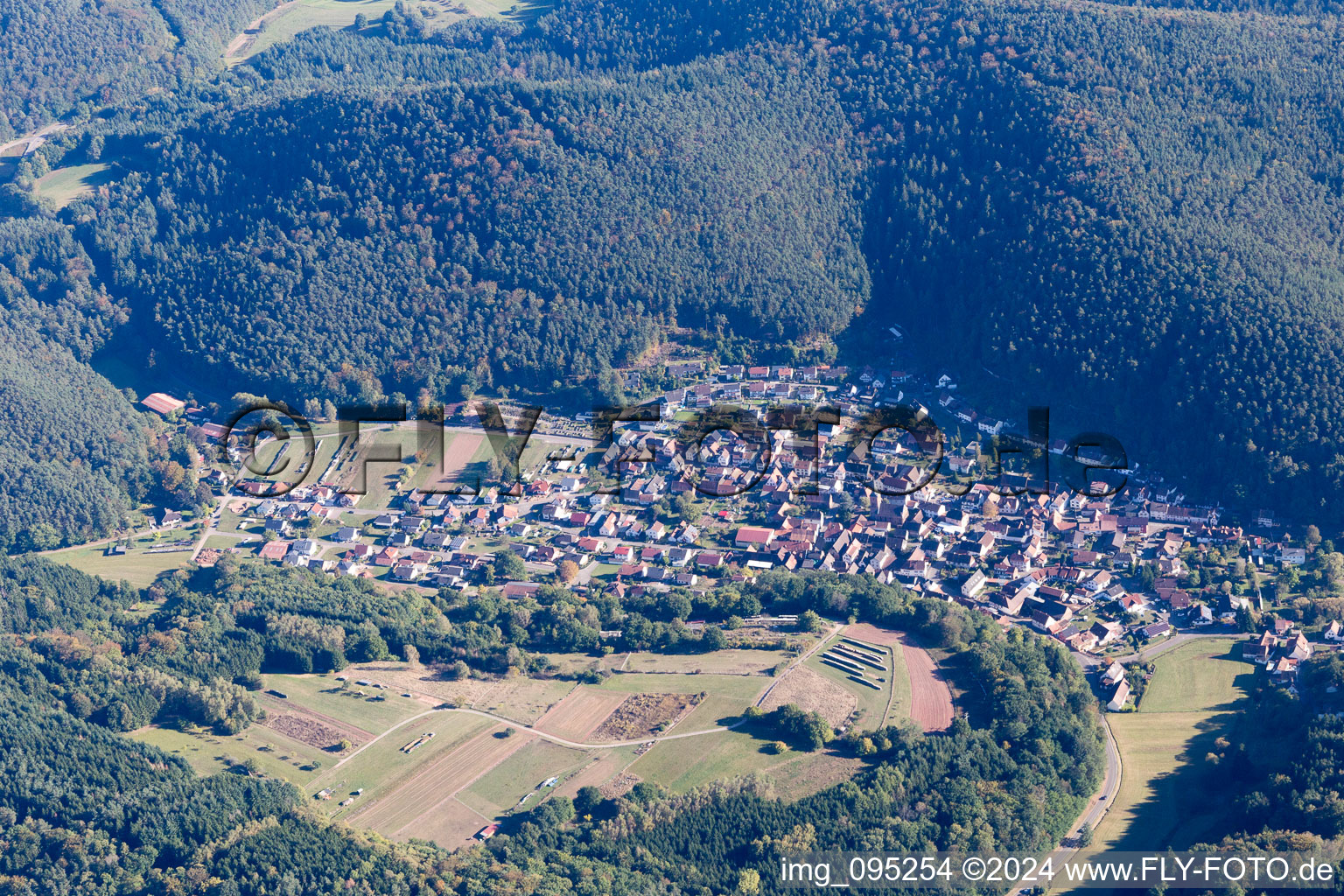 Oberschlettenbach in the state Rhineland-Palatinate, Germany out of the air