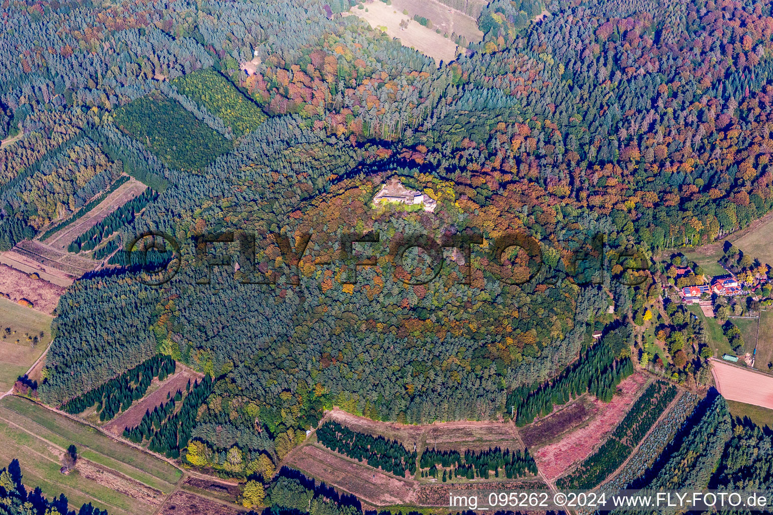 Ruins and vestiges of the former castle and fortress Lindelbrunn in Vorderweidenthal in the state Rhineland-Palatinate, Germany