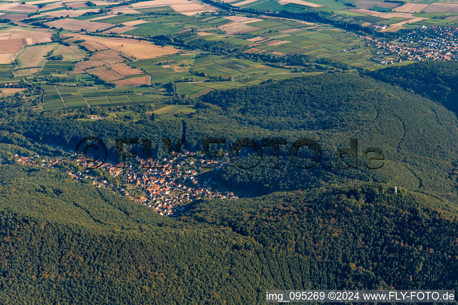 Aerial photograpy of Dörrenbach in the state Rhineland-Palatinate, Germany