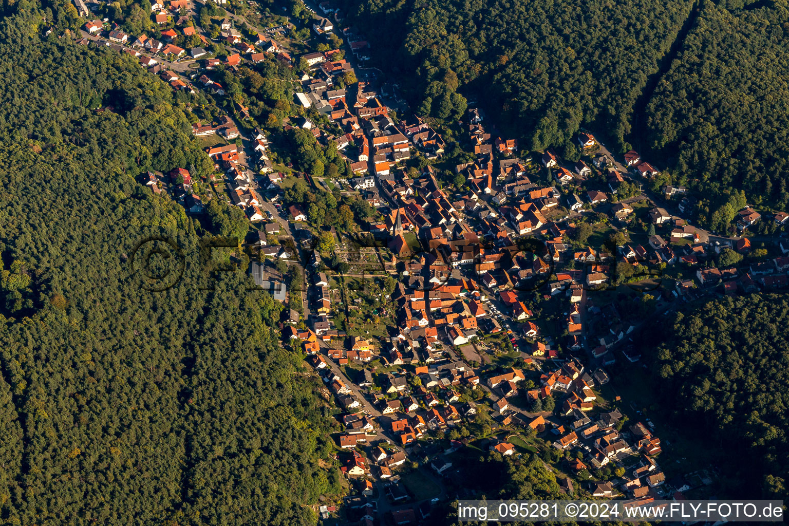 Dörrenbach in the state Rhineland-Palatinate, Germany seen from above