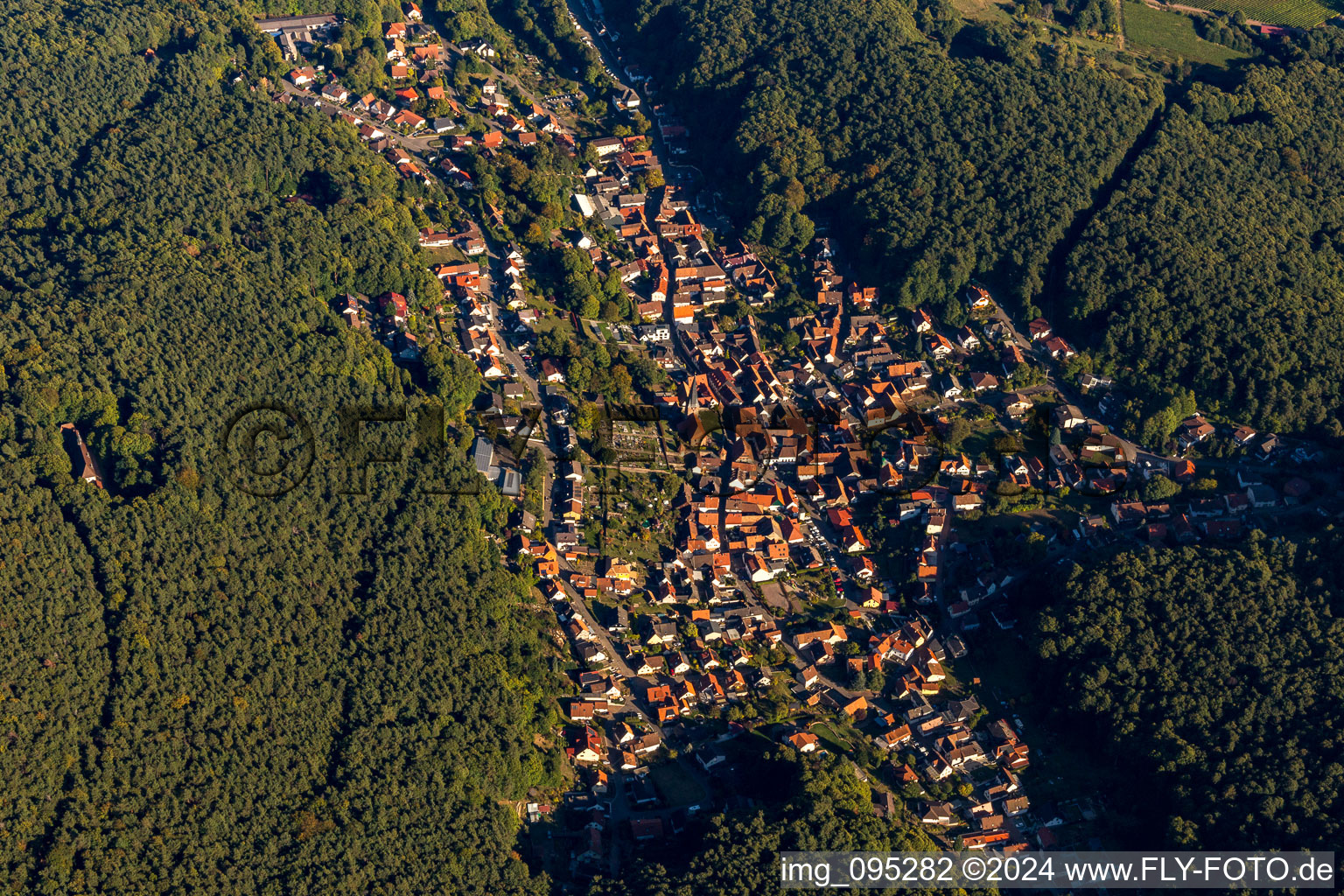 Dörrenbach in the state Rhineland-Palatinate, Germany from the plane