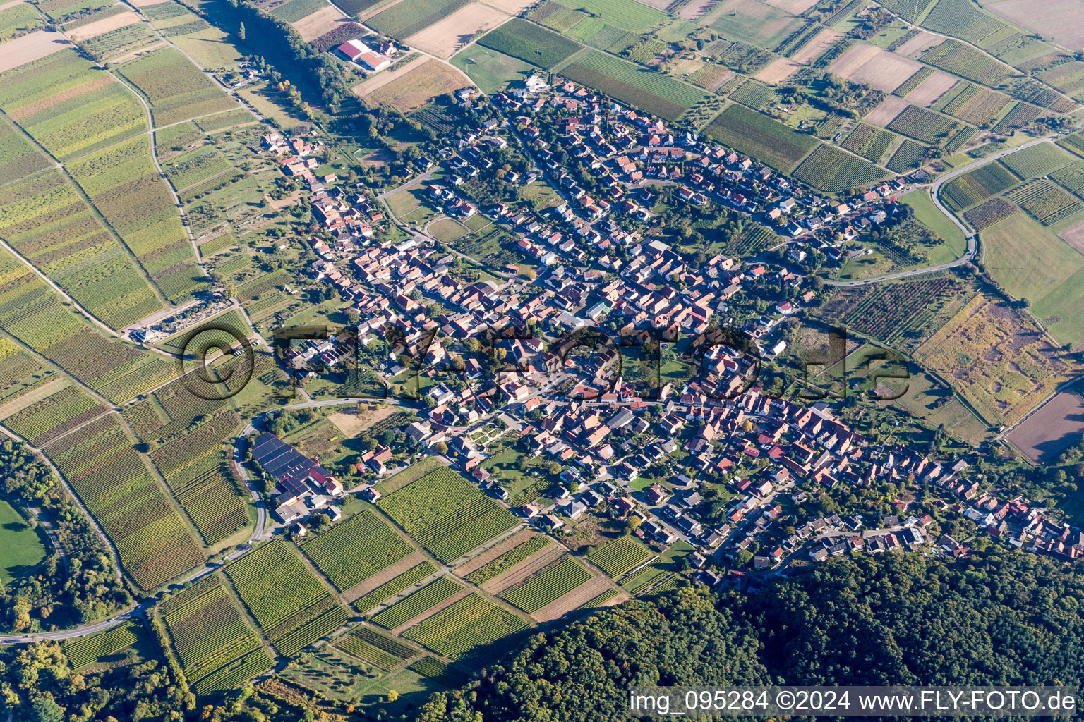 Town View of the streets and houses of the residential areas in Oberotterbach in the state Rhineland-Palatinate, Germany