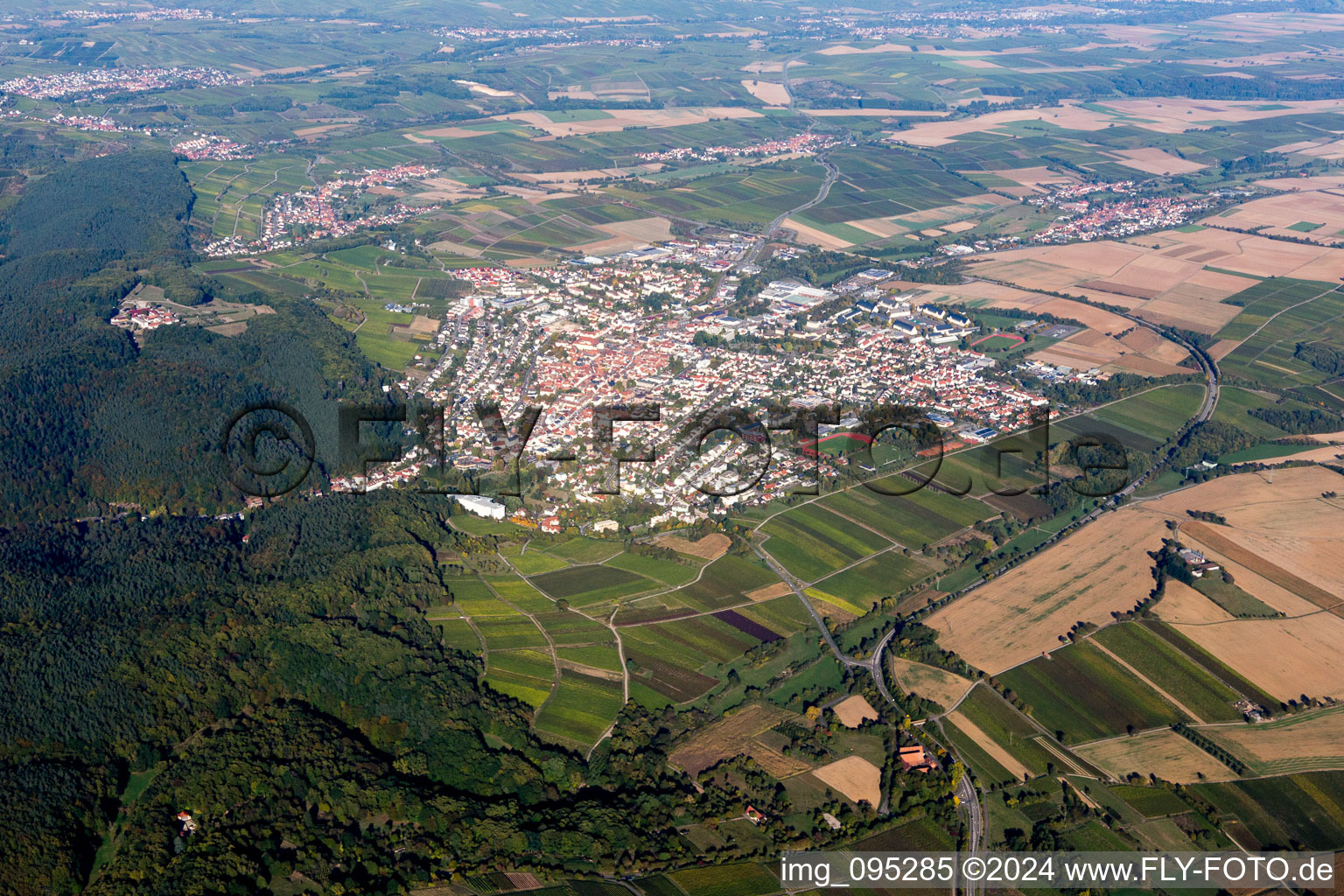 Bad Bergzabern in the state Rhineland-Palatinate, Germany seen from above