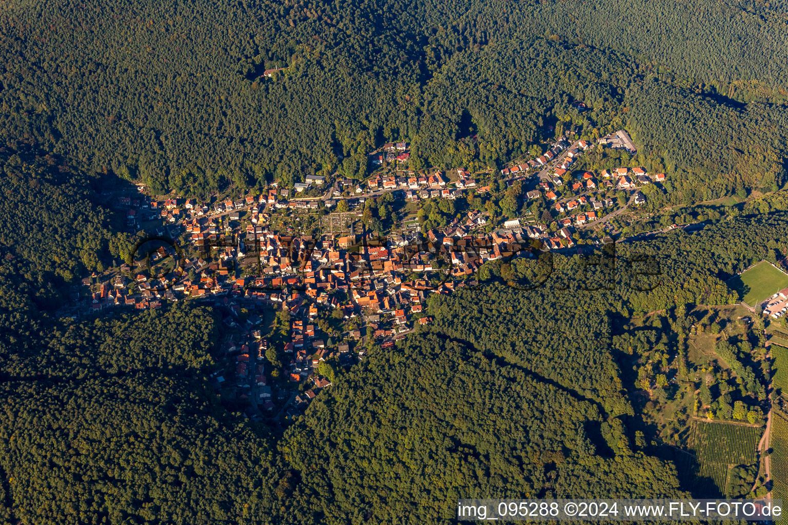 Drone recording of Dörrenbach in the state Rhineland-Palatinate, Germany