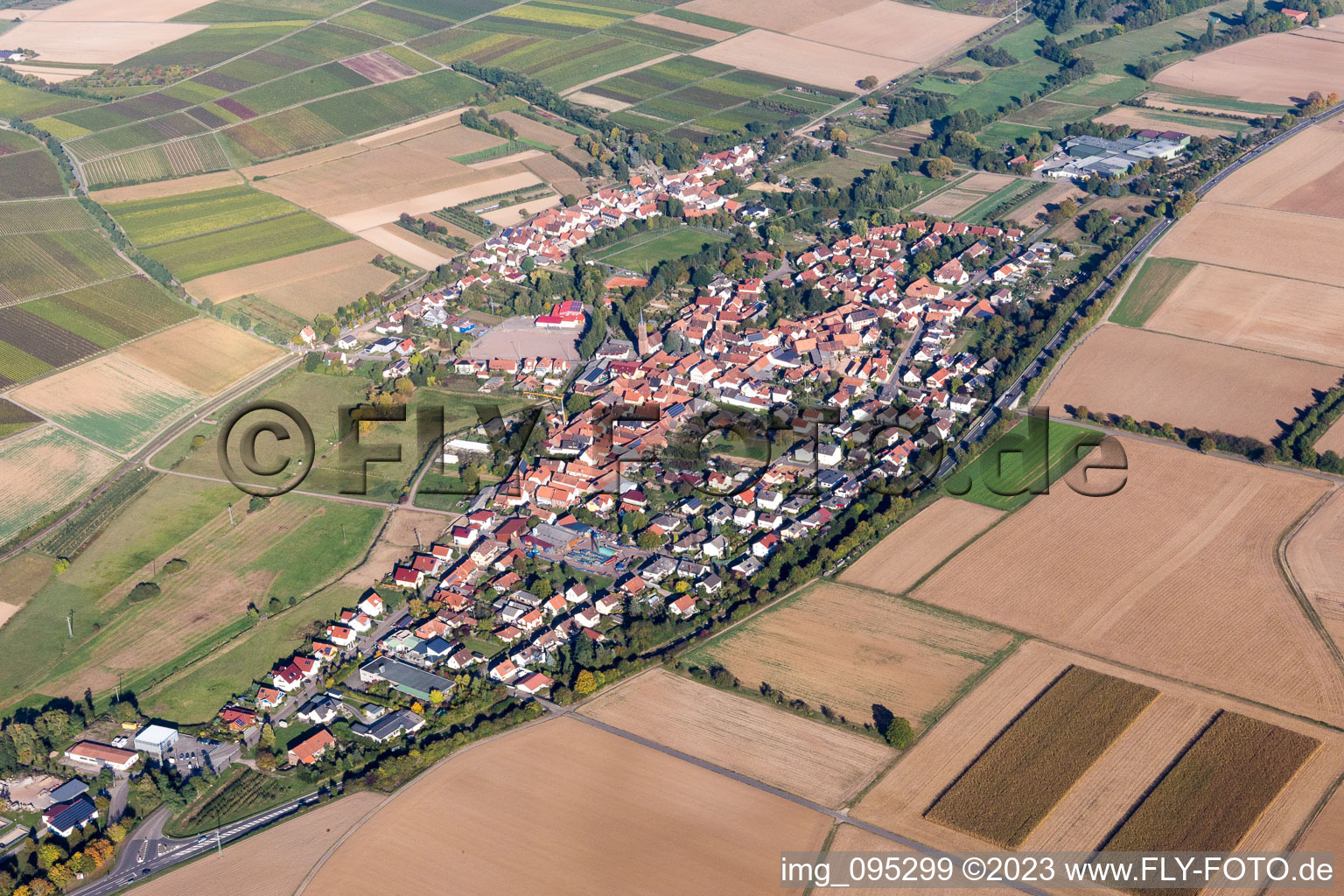 District Kapellen in Kapellen-Drusweiler in the state Rhineland-Palatinate, Germany from above
