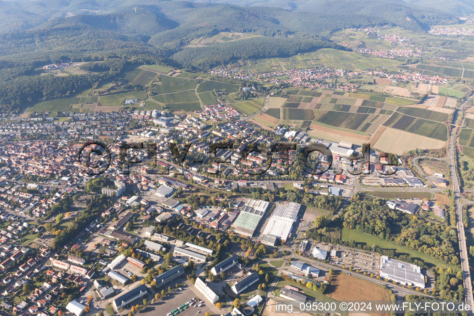 Aerial view of Bad Bergzabern in the state Rhineland-Palatinate, Germany