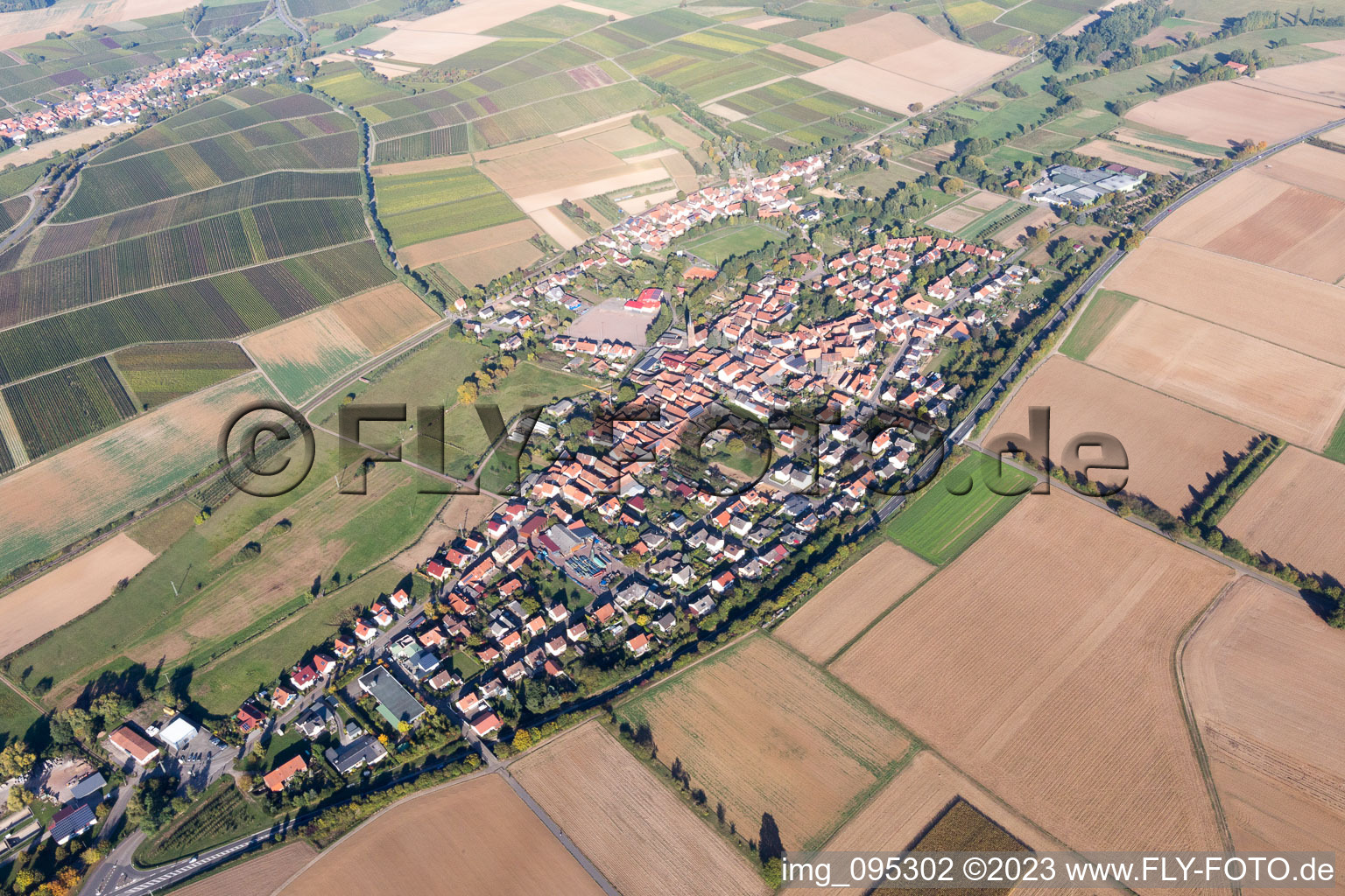 District Kapellen in Kapellen-Drusweiler in the state Rhineland-Palatinate, Germany seen from above