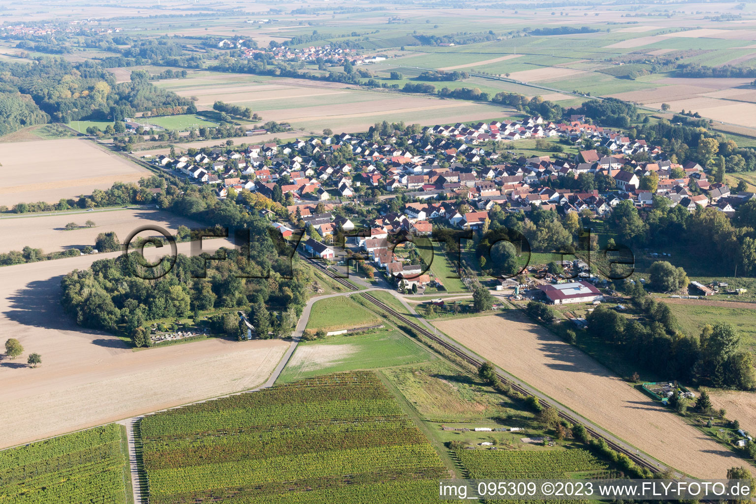 Bird's eye view of Barbelroth in the state Rhineland-Palatinate, Germany
