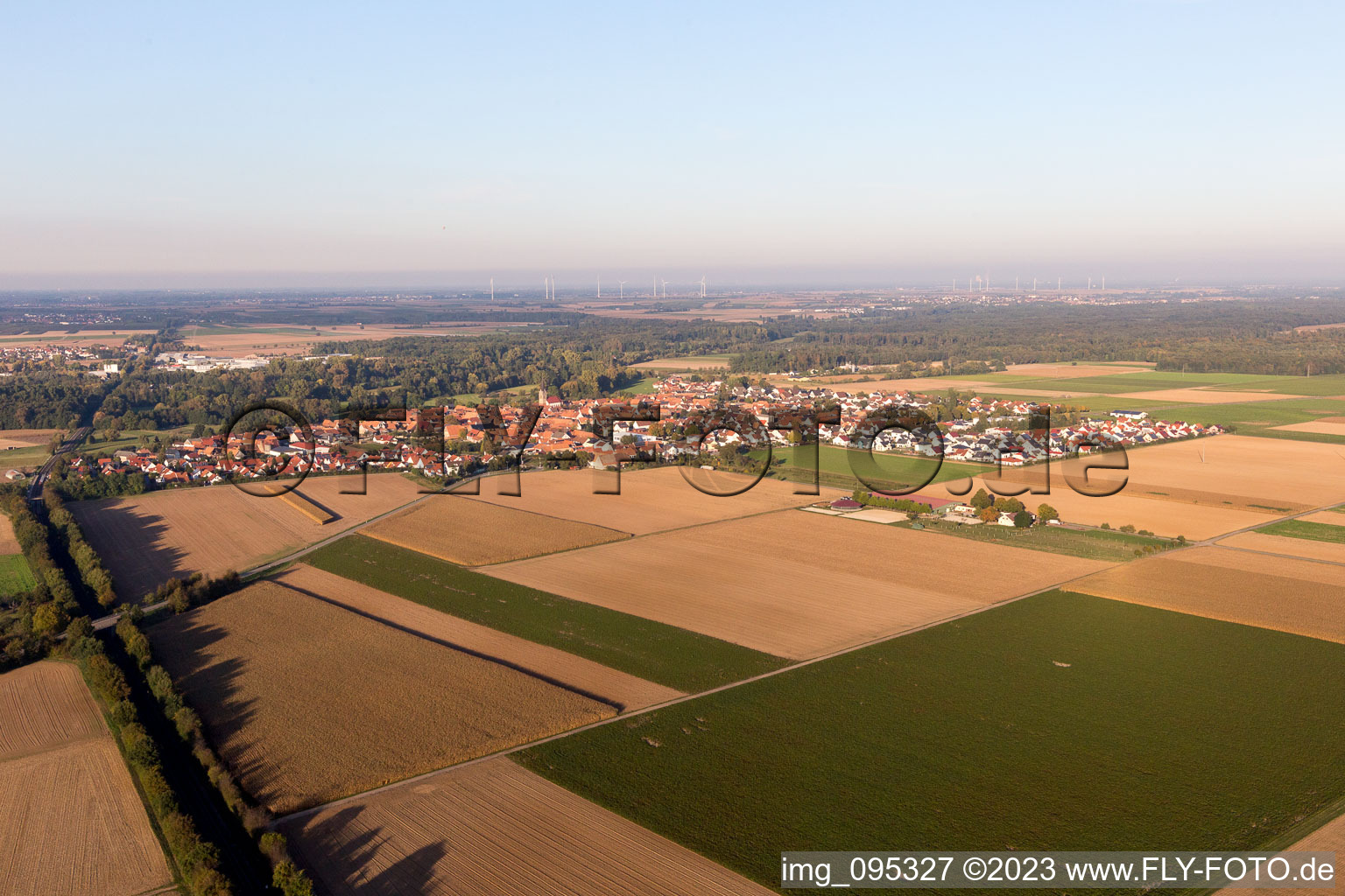 Drone recording of Steinweiler in the state Rhineland-Palatinate, Germany