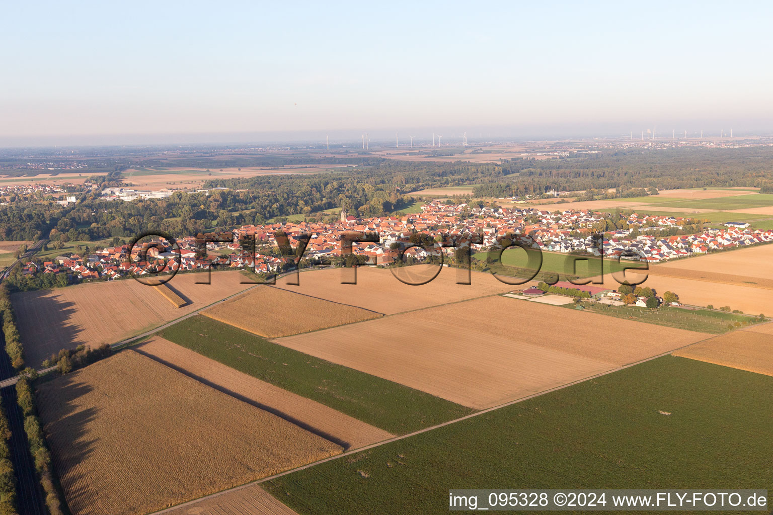 Drone image of Steinweiler in the state Rhineland-Palatinate, Germany