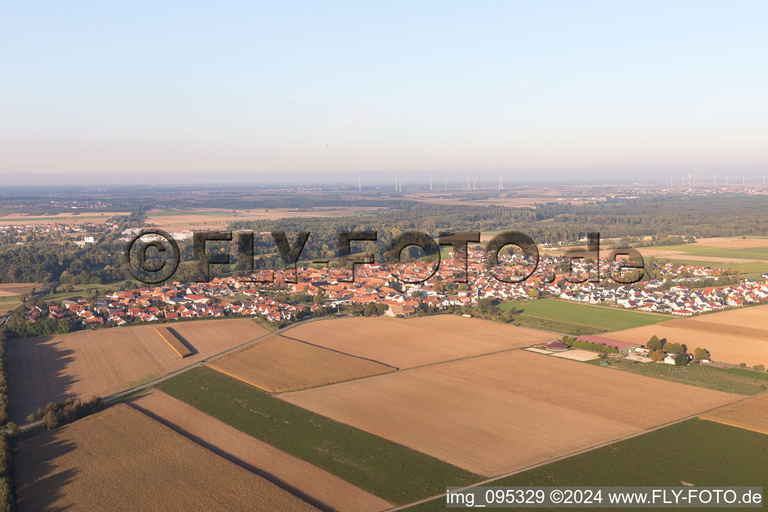 Steinweiler in the state Rhineland-Palatinate, Germany from the drone perspective