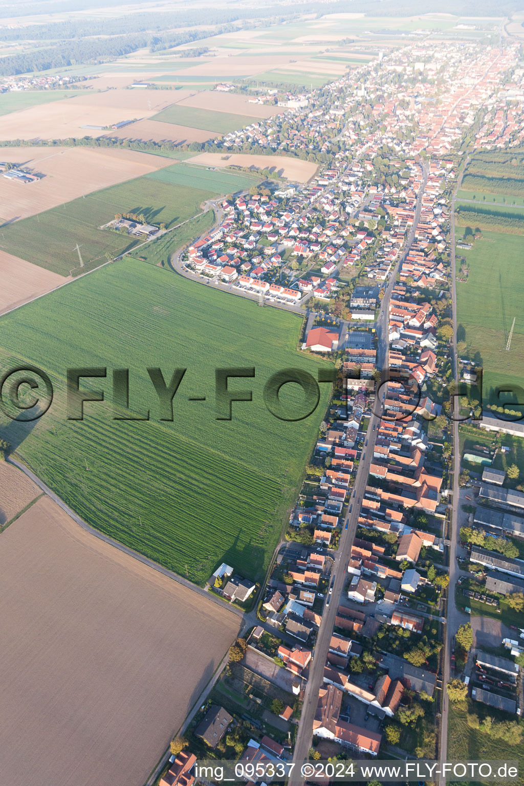 Saarstr in Kandel in the state Rhineland-Palatinate, Germany seen from above