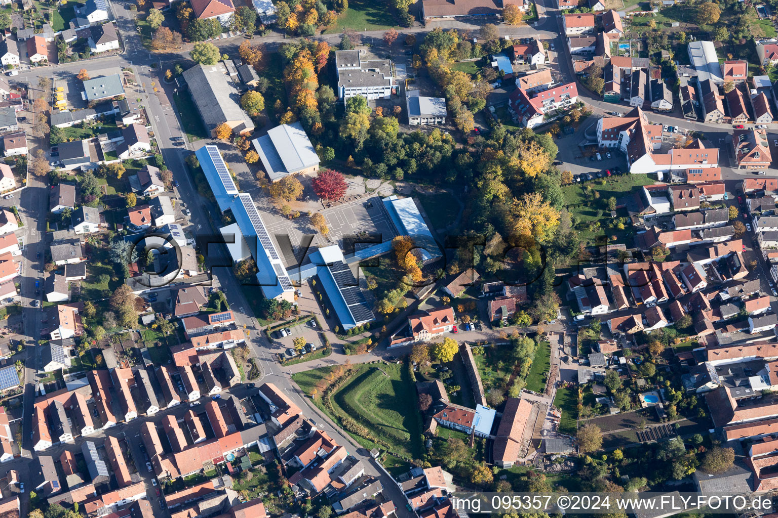 Drone image of Bellheim in the state Rhineland-Palatinate, Germany