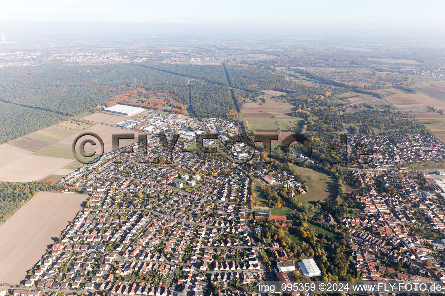 Bellheim in the state Rhineland-Palatinate, Germany from a drone