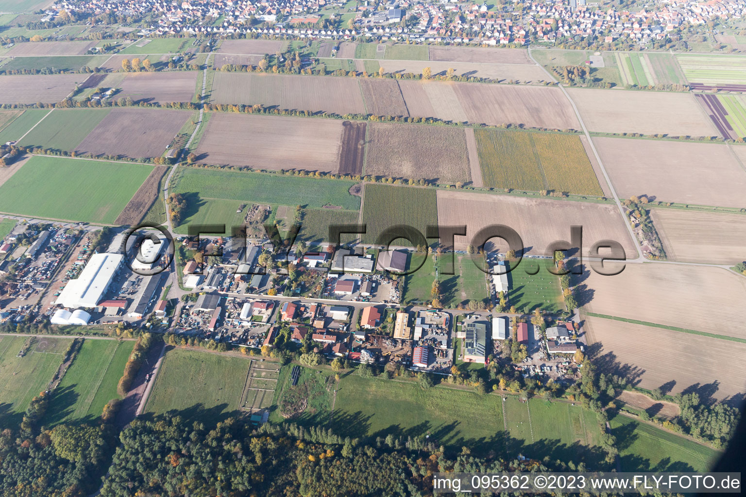 Lustadt in the state Rhineland-Palatinate, Germany viewn from the air