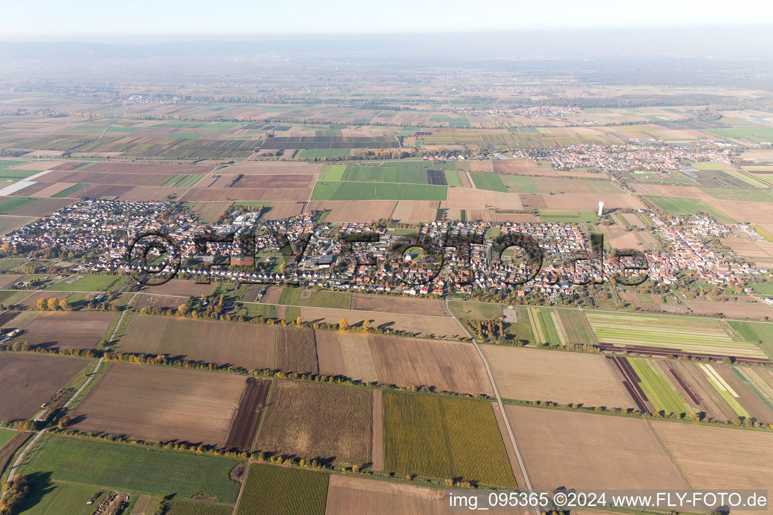 Lustadt in the state Rhineland-Palatinate, Germany from the drone perspective