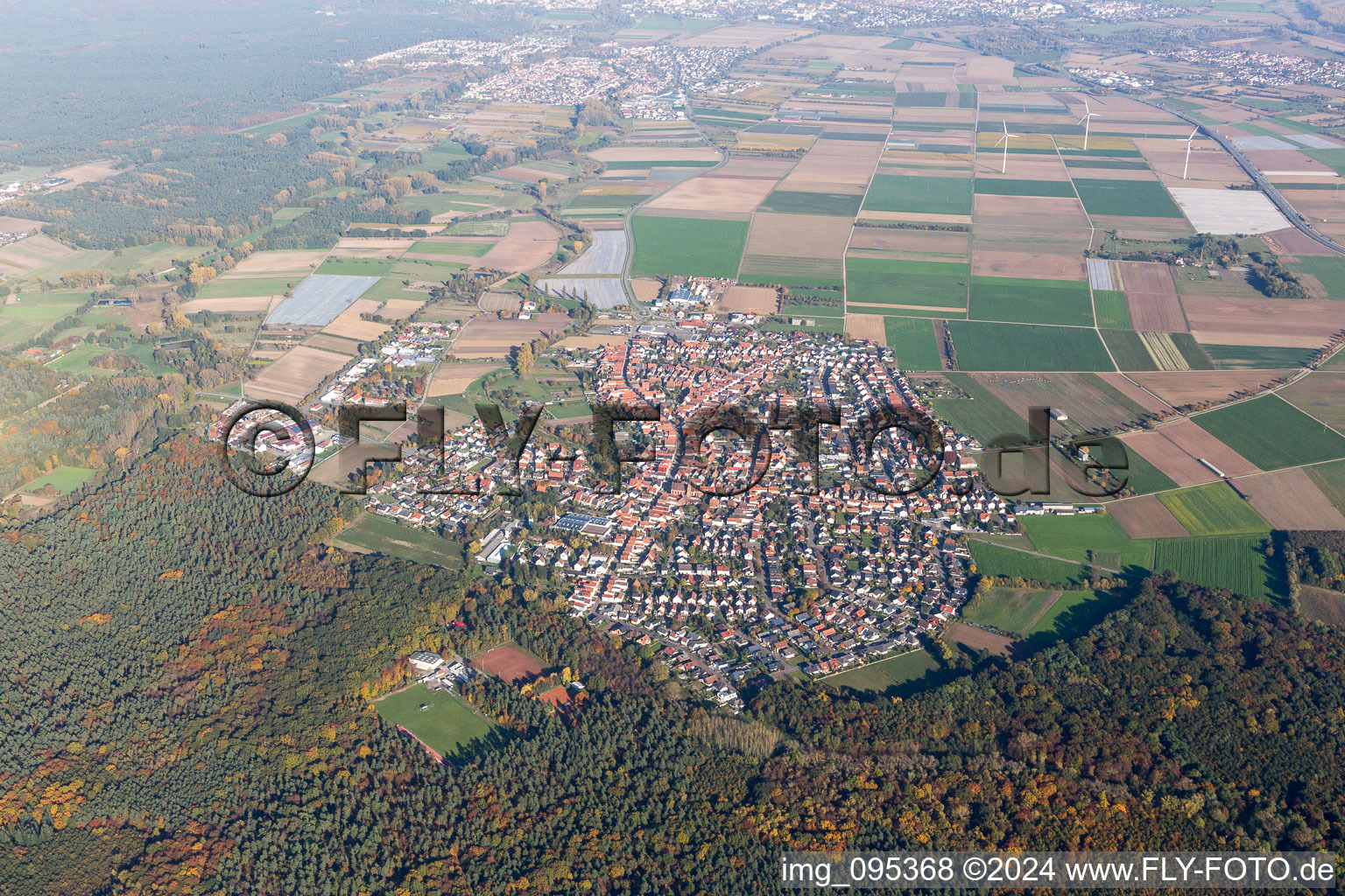 Town View of the streets and houses of the residential areas in Harthausen in the state Rhineland-Palatinate, Germany