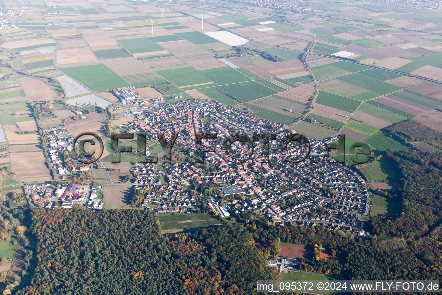 Drone image of Harthausen in the state Rhineland-Palatinate, Germany