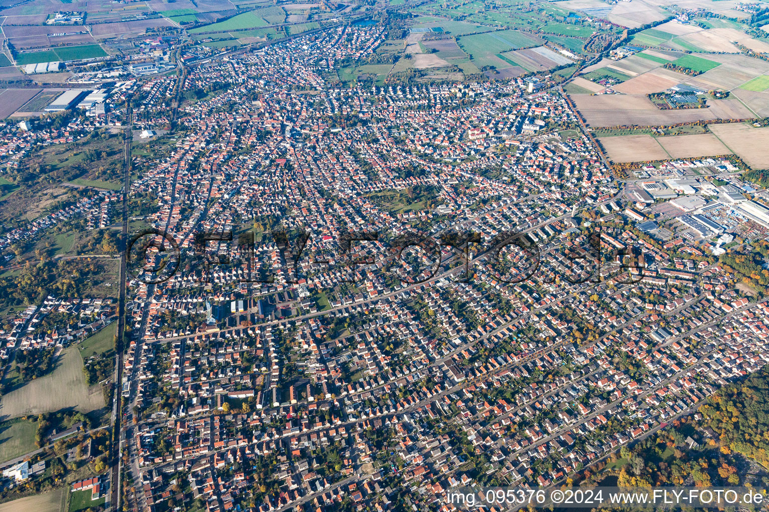 Schifferstadt in the state Rhineland-Palatinate, Germany from the drone perspective