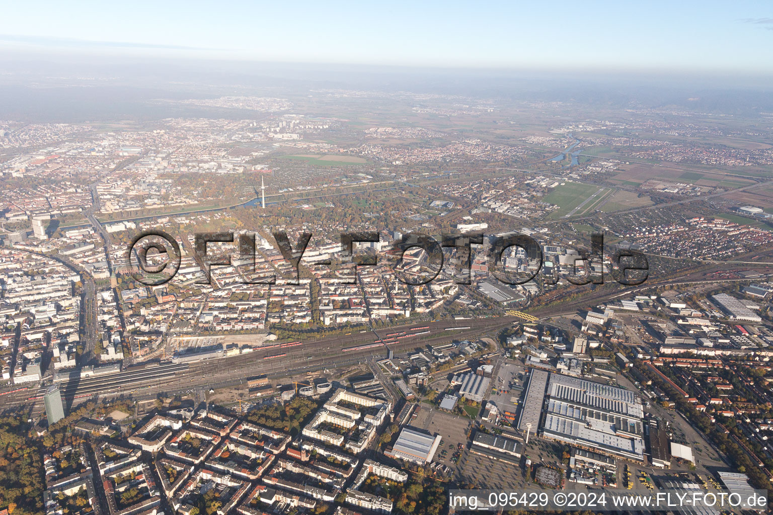 District Lindenhof in Mannheim in the state Baden-Wuerttemberg, Germany out of the air