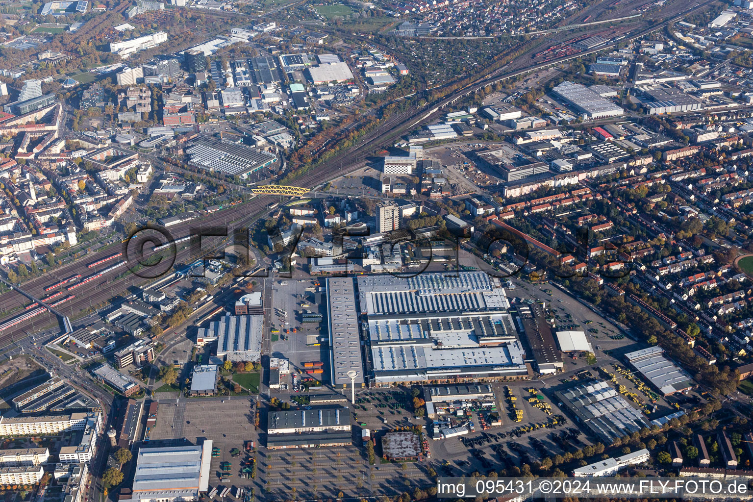 Aerial view of Plant site of the former factory Lanz (John Deere) in the district Lindenhof in Mannheim in the state Baden-Wurttemberg, Germany