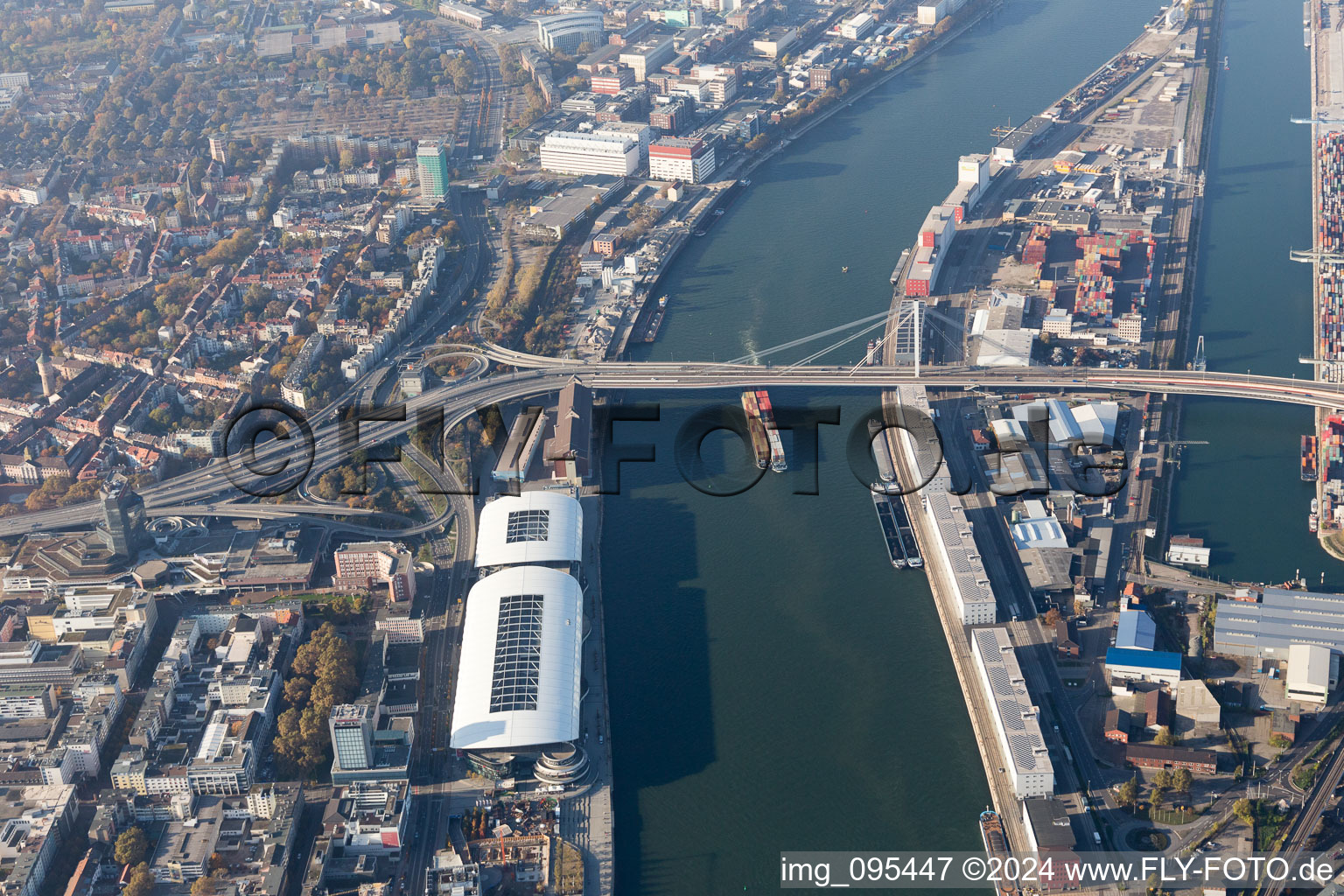 Aerial view of Rhine Gallery in the district Mitte in Ludwigshafen am Rhein in the state Rhineland-Palatinate, Germany